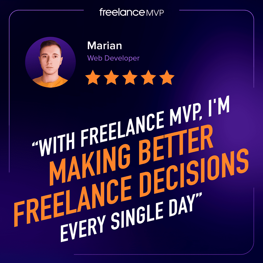 Freelance MVP Testimonial for Upwork Academy course from Marian, a Web Developer