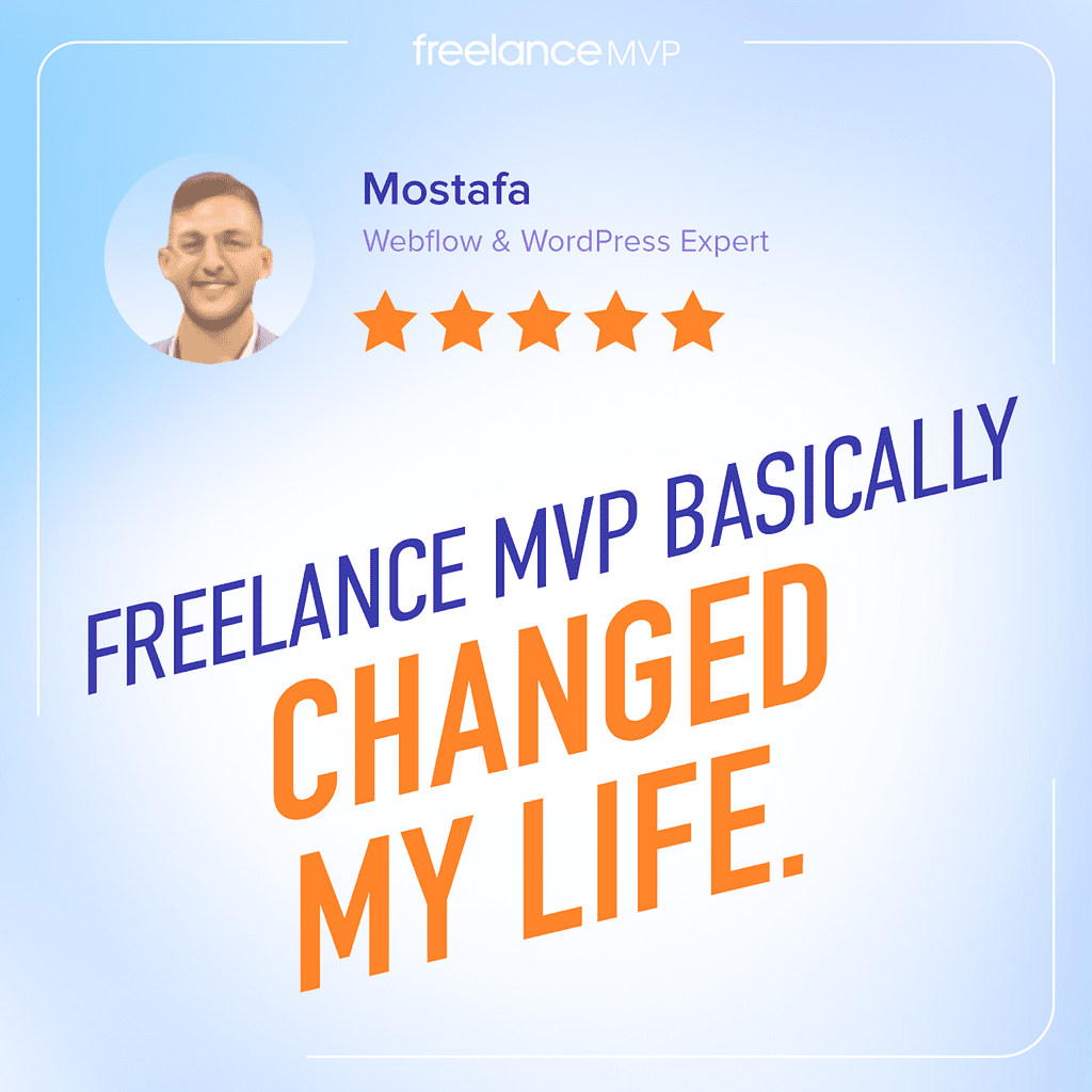 Freelance MVP Testimonial for Upwork Academy course from Mostafa, a Webflow & WordPress Expert