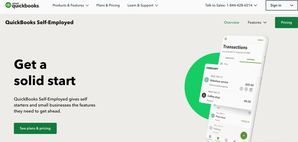 Screenshot of QuickBooks Online Self-Employed