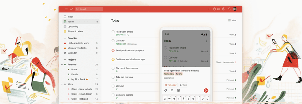 Screenshot of Todoist productivity app