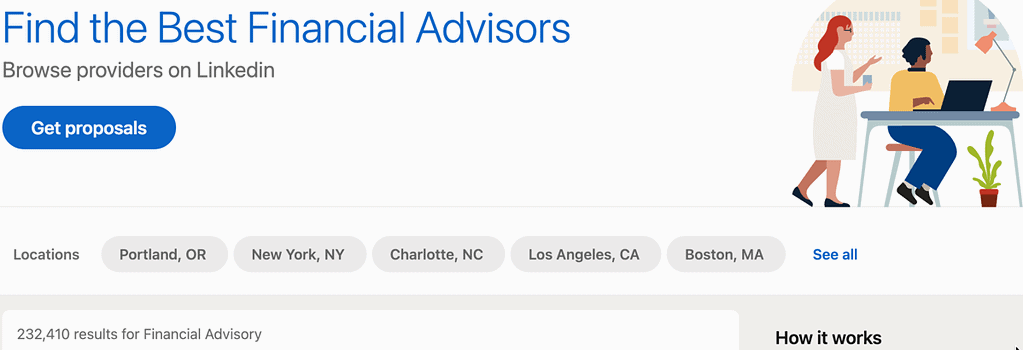Screenshot of LinkedIn Profinder, one of the freelance websites for finance pros
