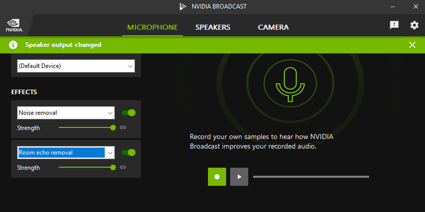 Screenshot from Nvidia Broadcast software