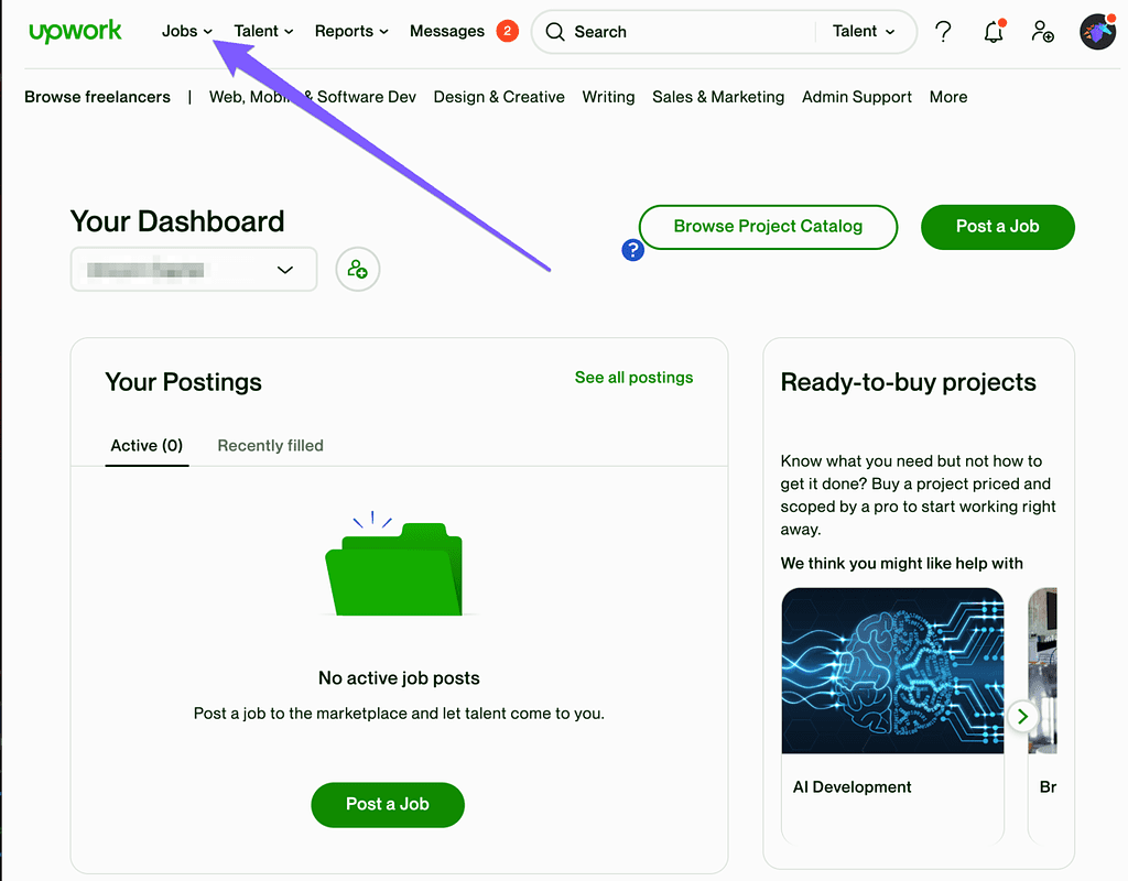 How to End Contract on Upwork as a Client: Start by logging in to your Upwork dashboard, and selecting the Jobs tab.