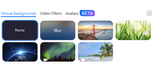 Screenshot of Zoom's virtual background settings